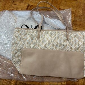 Avon Cream and Tan Tote Bag Structured Design